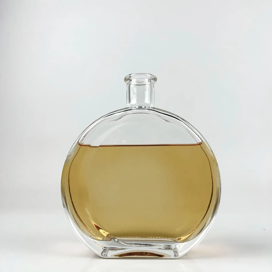 700ml 800g Rounded Circular Nummular Tequila Gin Brandy Glass Bottles With T Cork